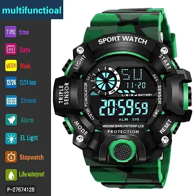 Motugaju Digital Watch Shockproof Automatic Army Green Color Strap Waterproof Digital Sports Watch for Men Kids Watch for Boys Watch for Men-thumb4