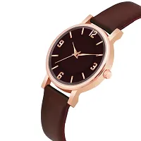 Motugaju Analog Round Dial Maroon Colour Leather Strap Preety Watch For Womens and Girls-thumb2