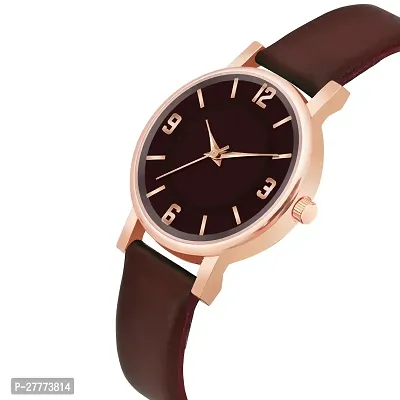 Motugaju Analog Round Dial Maroon Colour Leather Strap Preety Watch For Womens and Girls-thumb3