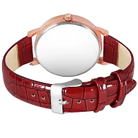 Motugaju Black Red Color Flower Dial Designer Leather Belt Analog Combo Of 2 Watch For Women and Girls-thumb4