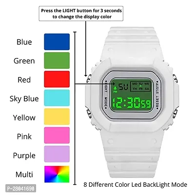 Motugaju Digital White Color Back 7 Light Day/Date Watch for Boys  Girls Boys and Girls Watch-thumb3