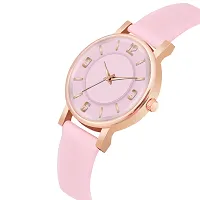 Motugaju Analog Round Dial Baby Pink Colour Leather Strap Preety Watch For Womens and Girls-thumb2