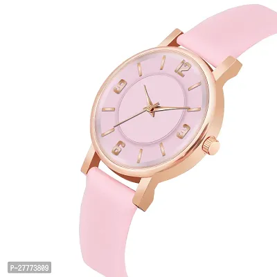 Motugaju Analog Round Dial Baby Pink Colour Leather Strap Preety Watch For Womens and Girls-thumb3