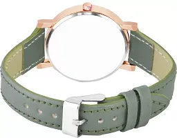 Motugaju Analog Flowered Dial Green Colour Leather Strap Watch For Womens and Girls-thumb1