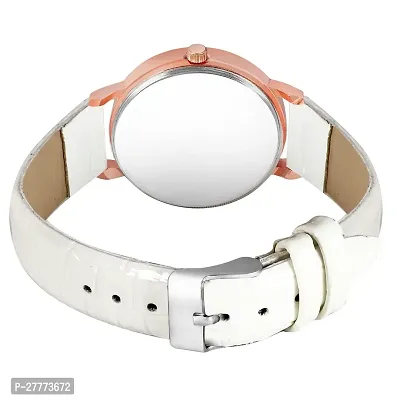 Motugaju White Color Flower Dial Designer Leather Belt Analog Watch For Women and Girls-thumb2