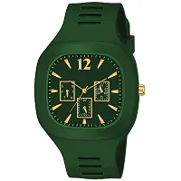Motugaju Analog Green Square Dial Silicon Strap ADDI Stylish Designer Watch For Mens And Boys With King Bracelet Pack of 2-thumb2