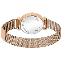 Motugaju Analog Digital Square Round Dial Stainless Steel Gold Belt Watch With Magnet Belt Fashionable Watch Combo For Girls Women-thumb4