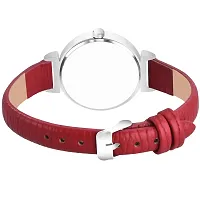 Stylish Red Genuine Leather Analog Watch For Women-thumb3