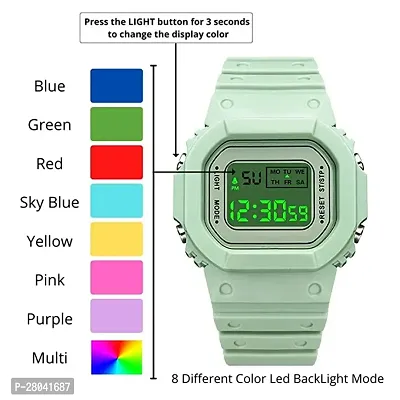 Motugaju Digital Green Color Back 7 Light Day/Date Watch for Boys  Girls Boys and Girls Watch-thumb3