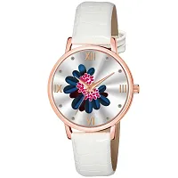 Motugaju Pink Red White Color Flower Dial Designer Leather Belt Analog Combo Of 3 Watch For Women and Girls-thumb3