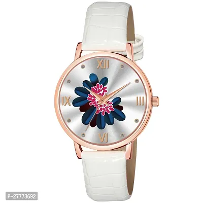 Motugaju Pink Red White Color Flower Dial Designer Leather Belt Analog Combo Of 3 Watch For Women and Girls-thumb4