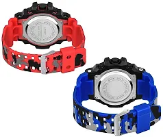 Digital Watch Shockproof Automatic Army Red Blue Color Strap Waterproof Digital Sports Combo Watch for Men Kids Watch for Boys Watch for Men Pack of 2-thumb1