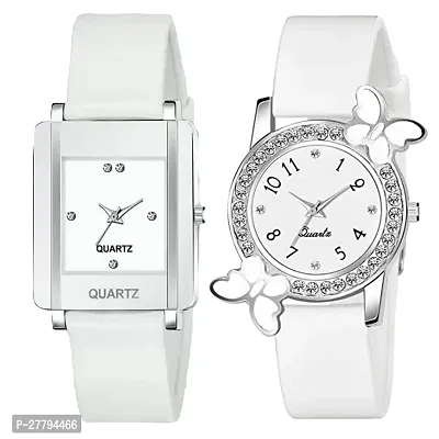 Motugaju Analog White Dial Square And Butterfly Round Dial Combo Watch For Girls And Womens-Set Of 2
