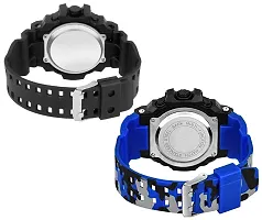 Digital Watch Shockproof Automatic Army Blue Black Color Strap Waterproof Digital Sports Combo Watch for Men Kids Watch for Boys Watch for Men Pack of 2-thumb1