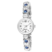 Motugaju Analog Round Dial Sky Silver Diamond Bracelet Belt Watch Combo Pack of 2 Watches Stylish Small Watch For Girls-thumb1