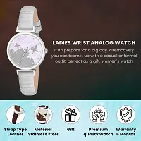 Stylish Grey Genuine Leather Analog Watch For Women-thumb1