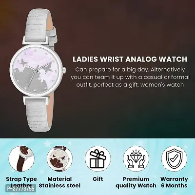 Stylish Grey Genuine Leather Analog Watch For Women-thumb2