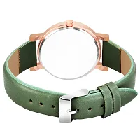 Motugaju Analog Round Dial Green Colour Leather Strap Preety Watch For Womens and Girls-thumb1