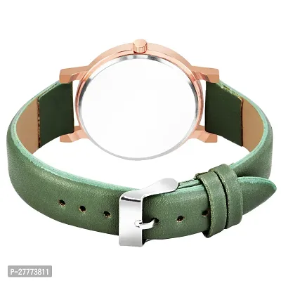 Motugaju Analog Round Dial Green Colour Leather Strap Preety Watch For Womens and Girls-thumb2