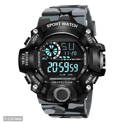 Digital Watch Shockproof Automatic Army Grey Black Color Strap Waterproof Digital Sports Combo Watch for Men Kids Watch for Boys Watch for Men Pack of 2-thumb3