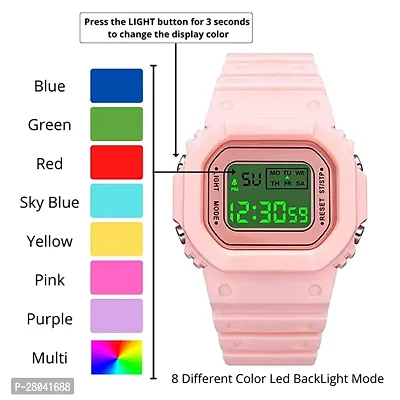 Motugaju Digital Peach Color Back 7 Light Day/Date Watch for Boys  Girls Boys and Girls Watch-thumb3