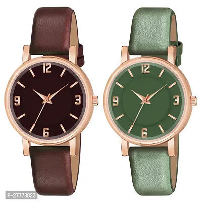 Motugaju Analog Maroon Green Color Round Dial Watch For Women and Girl Combo Watches For Womens And Girls Set Of 2-thumb0