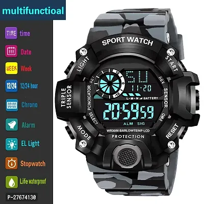 Motugaju Digital Watch Shockproof Automatic Army Grey Color Strap Waterproof Digital Sports Watch for Men Kids Watch for Boys Watch for Men-thumb4