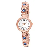 Motugaju Analog Round Dial Rosegold Blue Silver Sky Diamond Bracelet Belt Watch Combo Pack of 2 Watches Stylish Small Watch For Girls-thumb1