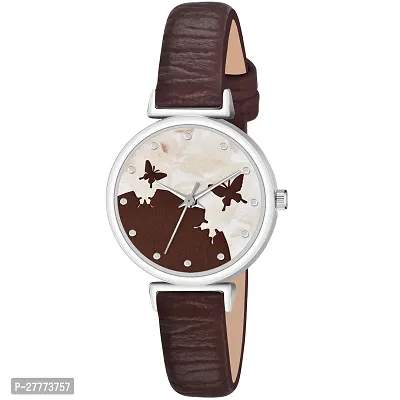 Stylish Brown Genuine Leather Analog Watch For Women