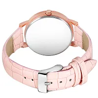 Pink Color Flower Dial Designer Leather Belt Analog Watch For Women and Girls-thumb1