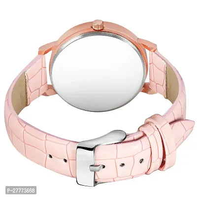 Pink Color Flower Dial Designer Leather Belt Analog Watch For Women and Girls-thumb2