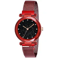 Motugaju Red Analog Square And Round Dial Silicon And Magnet Belt Watch Combo-thumb3