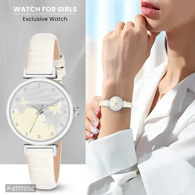 Stylish White Genuine Leather Analog Watch For Women-thumb3