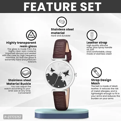 Stylish Brown Genuine Leather Analog Watch For Women-thumb5
