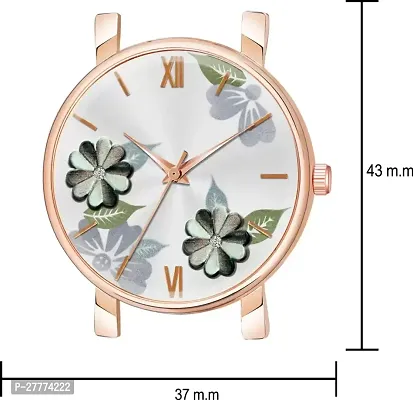 Motugaju Analog Flowered Dial Green Colour Leather Strap Watch For Womens and Girls-thumb4