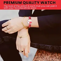 Stylish Red Genuine Leather Analog Watch For Women-thumb4