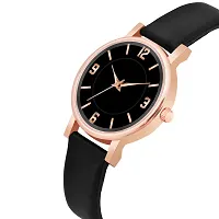 Motugaju Analog Round Dial Black Colour Leather Strap Preety Watch For Womens and Girls-thumb2