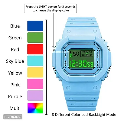 Motugaju Digital Blue Color Back 7 Light Day/Date Watch for Boys  Girls Boys and Girls Watch-thumb3