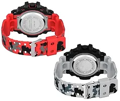 Digital Watch Shockproof Automatic Army Red Grey Color Strap Waterproof Digital Sports Combo Watch for Men Kids Watch for Boys Watch for Men Pack of 2-thumb1