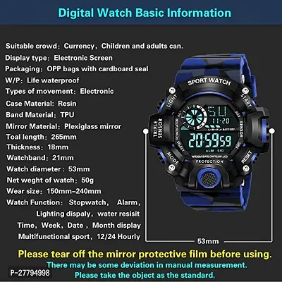 Motugaju Digital Sports Multi Functional Black Dial Blue Army Watch With Square Led Combo Watch For Mens Boys-thumb5