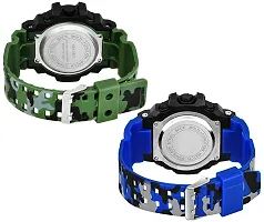 Digital Watch Shockproof Automatic Army Green Blue Color Strap Waterproof Digital Sports Combo Watch for Men Kids Watch for Boys Watch for Men Pack of 2-thumb1