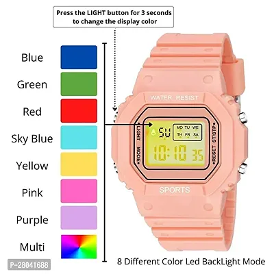 Motugaju Digital Peach Color Back 7 Light Day/Date Watch for Boys  Girls Boys and Girls Watch-thumb5