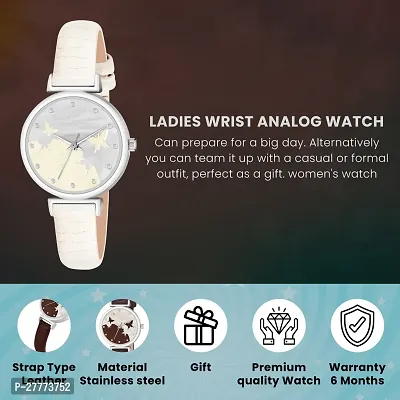 Stylish White Genuine Leather Analog Watch For Women-thumb5