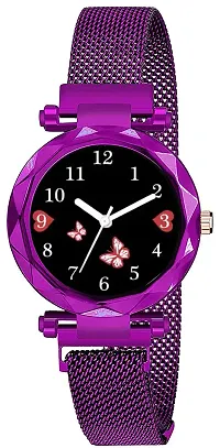 Motugaju Branded Analogue Diamond Black Butterfly Dial Purple Magnet Watch With Gift Bracelet For Women Or Girls And Watch For Girl or Women (Combo of 3)-thumb4