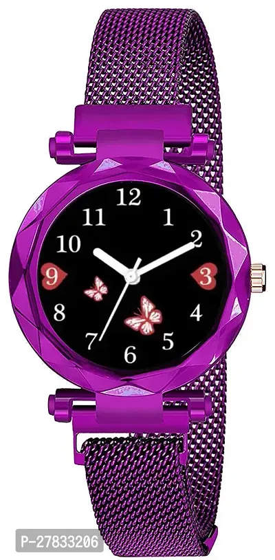 Motugaju Branded Analogue Diamond Black Butterfly Dial Purple Magnet Watch With Gift Bracelet For Women Or Girls And Watch For Girl or Women (Combo of 3)-thumb5