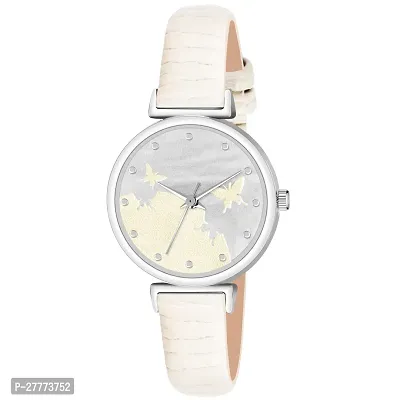 Stylish White Genuine Leather Analog Watch For Women