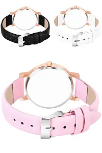 Motugaju Analog 4 Point Diamond Studded Round Attractive Dot Pattern Black White Pink Dial Combo Watch For Girls And Womens-thumb1
