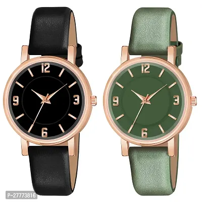 Motugaju Analog Black Green Color Round Dial Watch For Women and Girl Combo Watches For Womens And Girls Set Of 2