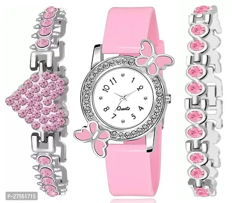 Analog Round Dial Watch With Heart Bracelet-thumb0