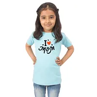 Limit Fashion Store - I Love Mom Kids Colored Cotton Unisex T-Shirt (Boys/Girls) (3-4 Years, Sky Blue)-thumb2